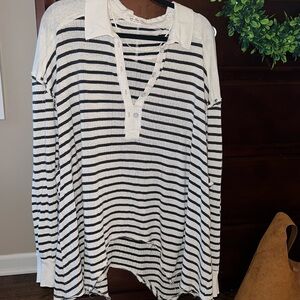FP Striped Long Sleeve Henley Shirt